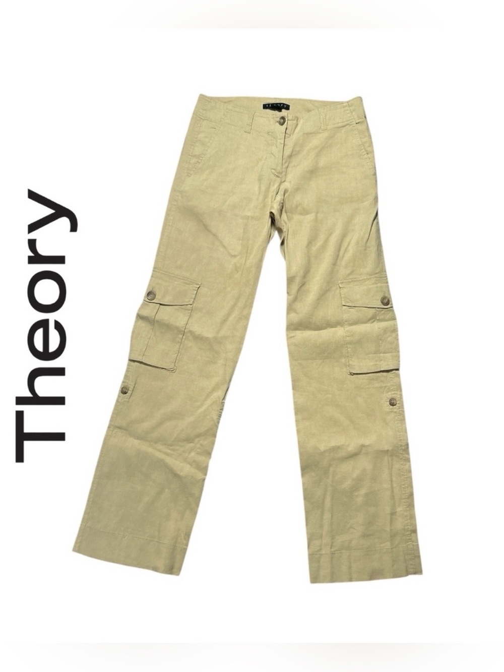 Theory Women’s Linen Blend Stretch Cargo Pants - Size 4 EUC convertible travel